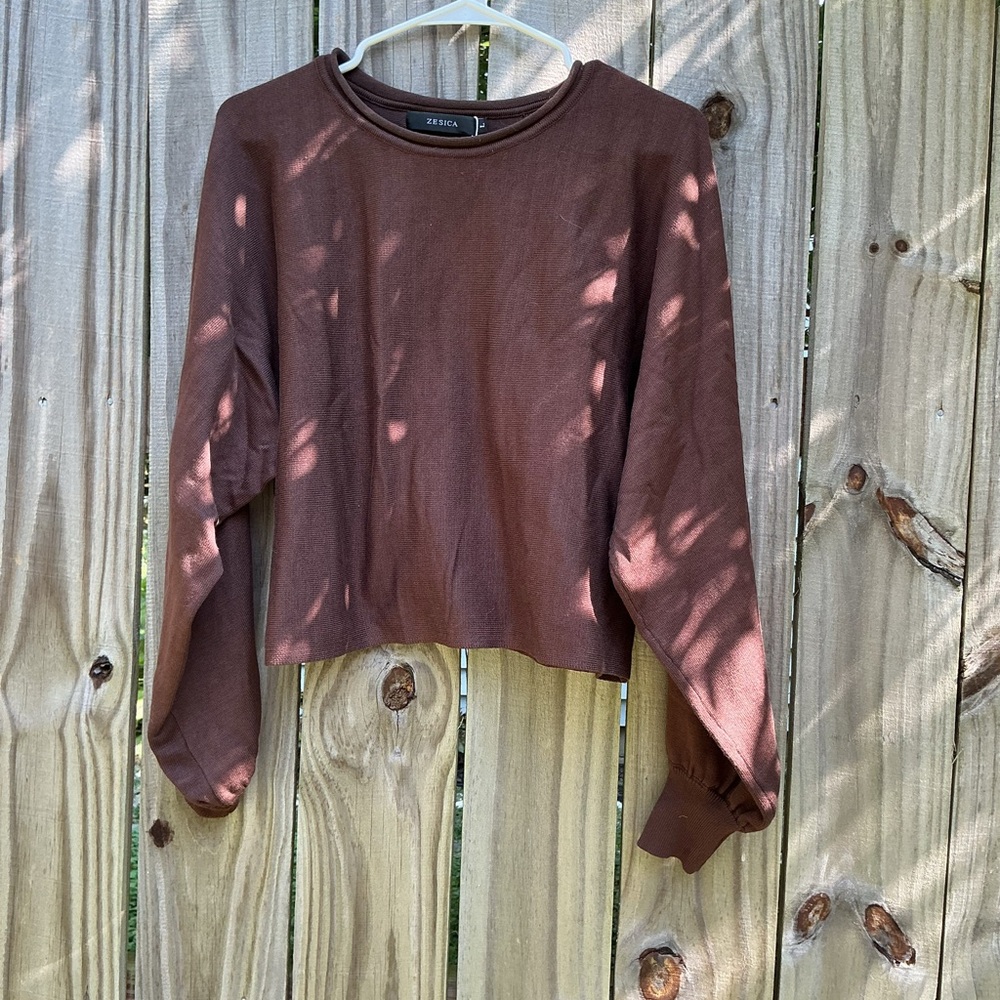 Zesica Brown Long Sleeve Women's Top